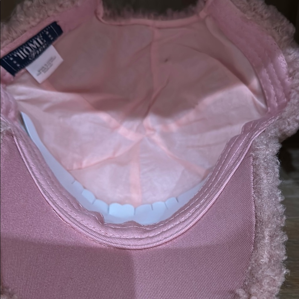 Pink and White Fuzzy Baseball Hat 
“Stay Cozy” - Picture 3 of 10